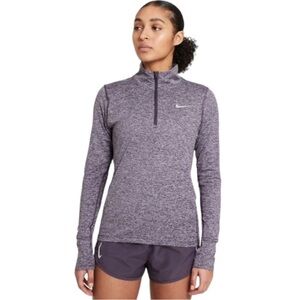 Nike Dri-Fit Element Heather Gray Quarter-Zip Running Top Medium